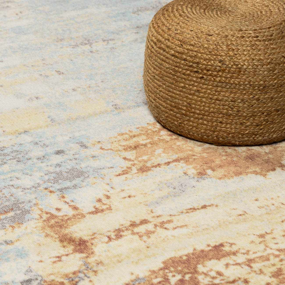 Modern Abstract Mecosta Blue And Rust Machine Woven Outdoor Area Rug - The Rug Decor