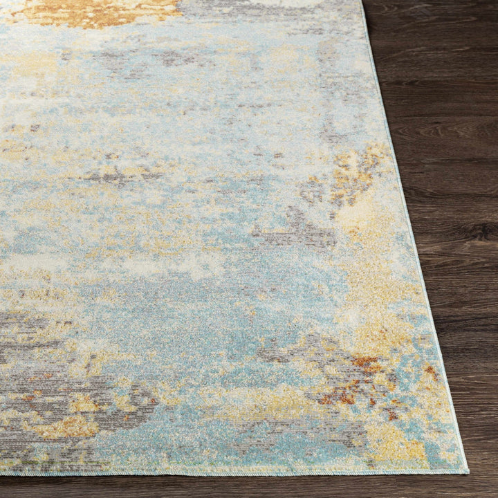 Modern Abstract Mecosta Blue And Rust Machine Woven Outdoor Area Rug - The Rug Decor