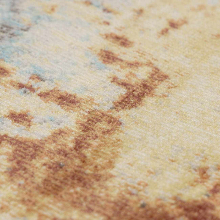 Modern Abstract Mecosta Blue And Rust Machine Woven Outdoor Area Rug - The Rug Decor