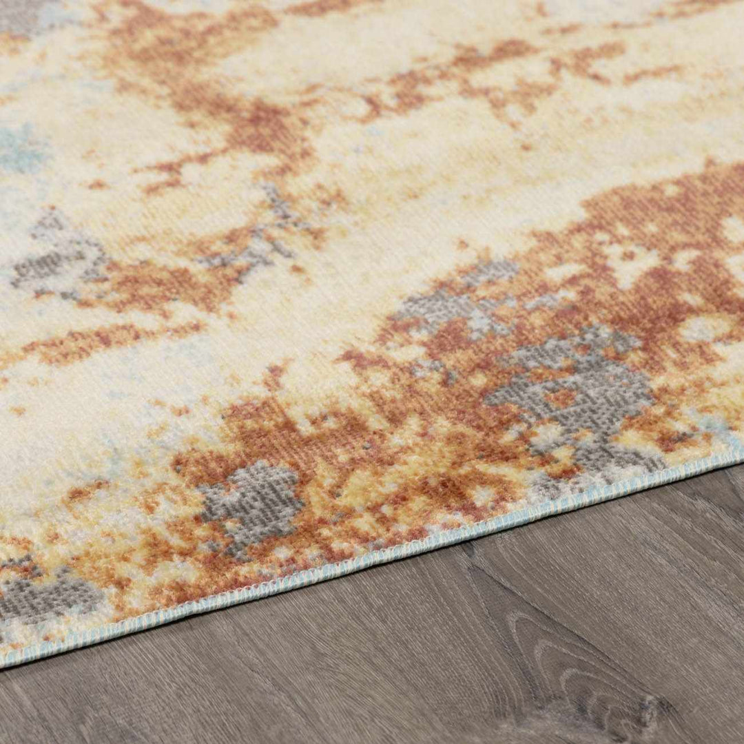 Modern Abstract Mecosta Blue And Rust Machine Woven Outdoor Area Rug - The Rug Decor