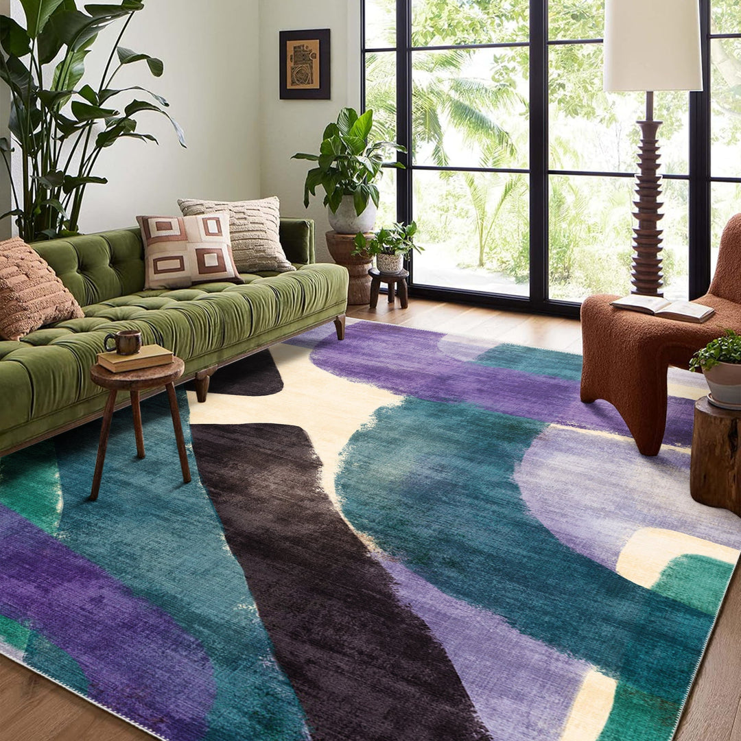 Modern Abstract Multicolor Machine Washable Cotton Area Rug - The Rug Decor