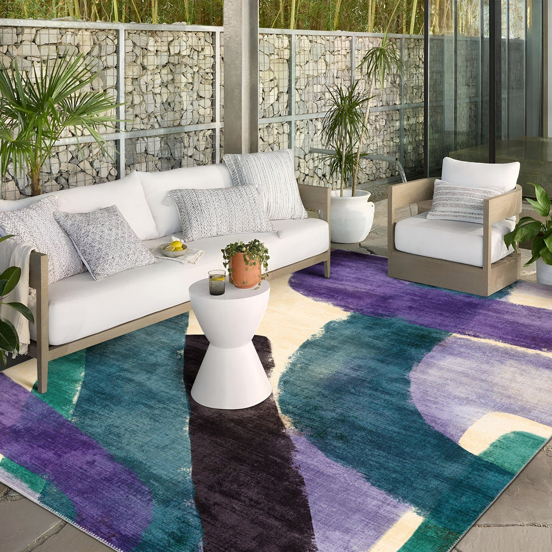 Modern Abstract Multicolor Machine Washable Cotton Area Rug - The Rug Decor