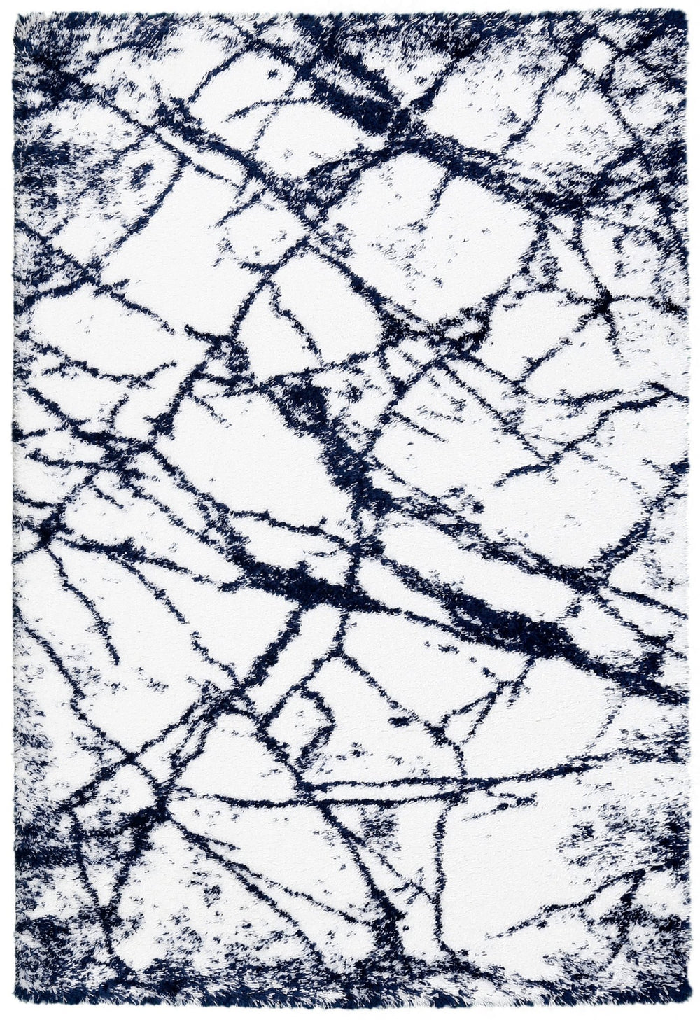 Modern Abstract Navy And Ivory 5x7 Viscose Rug - The Rug Decor