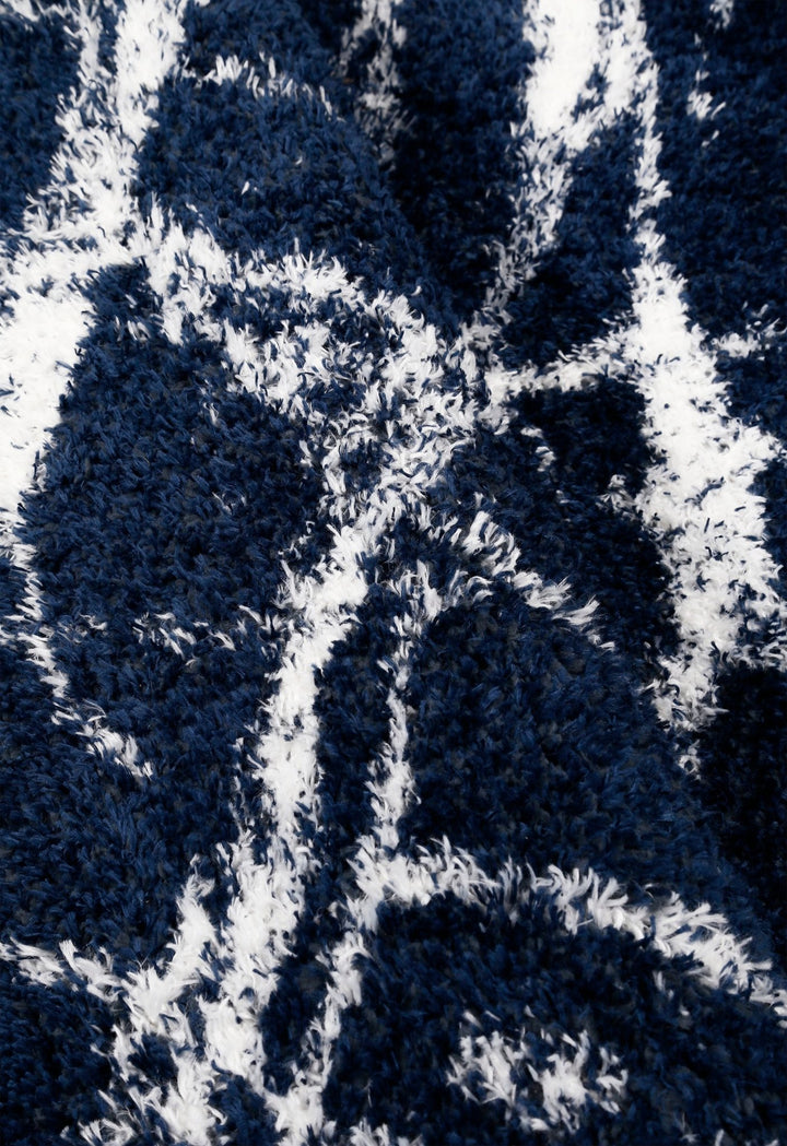 Modern Abstract Navy And Ivory 5x7 Viscose Rug - The Rug Decor
