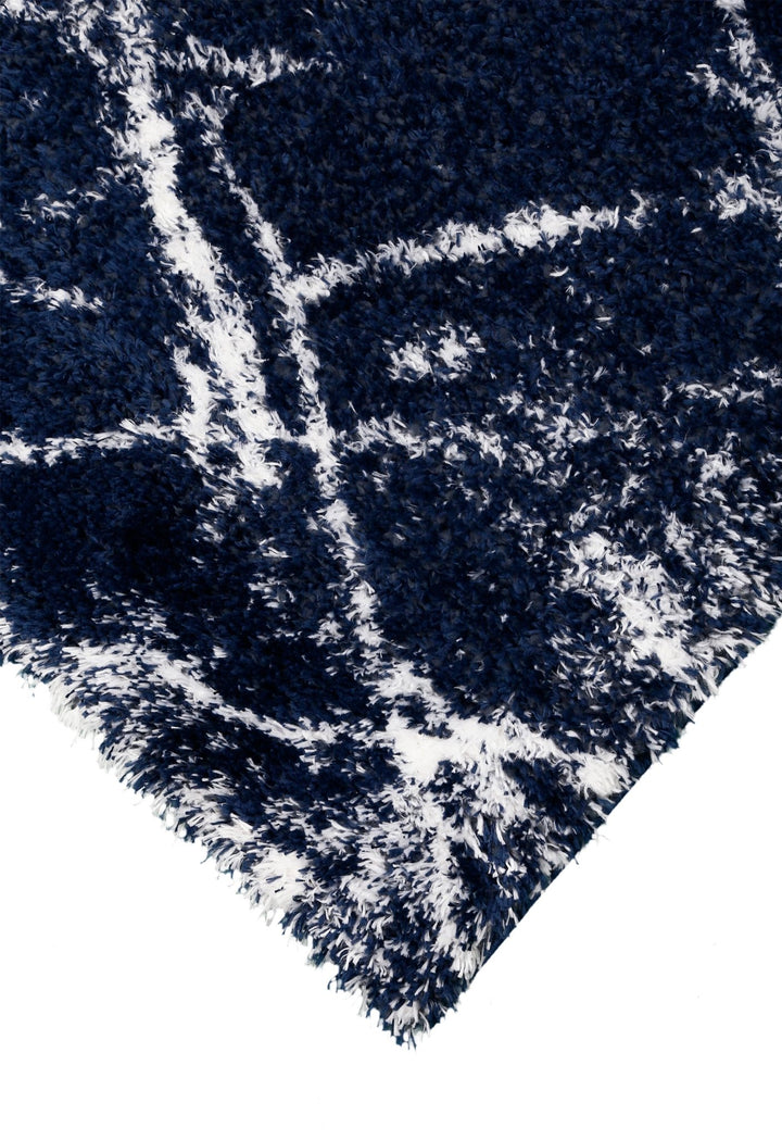 Modern Abstract Navy And Ivory 5x7 Viscose Rug - The Rug Decor