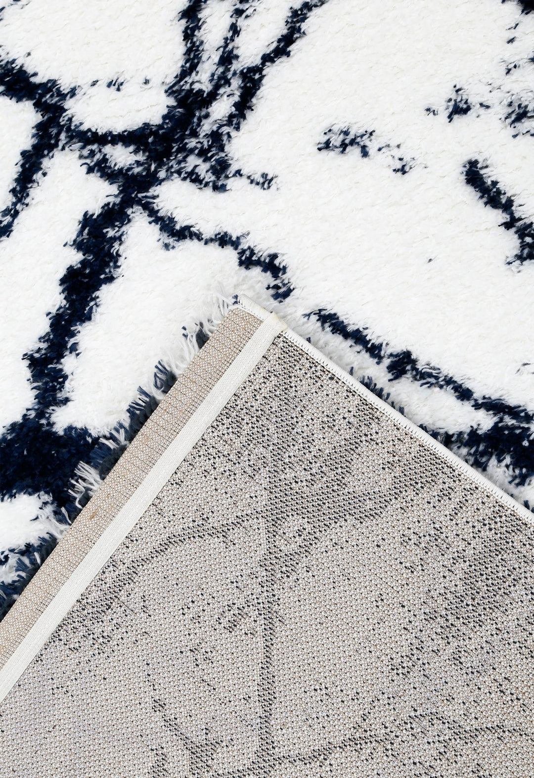 Modern Abstract Navy And Ivory 5x7 Viscose Rug - The Rug Decor
