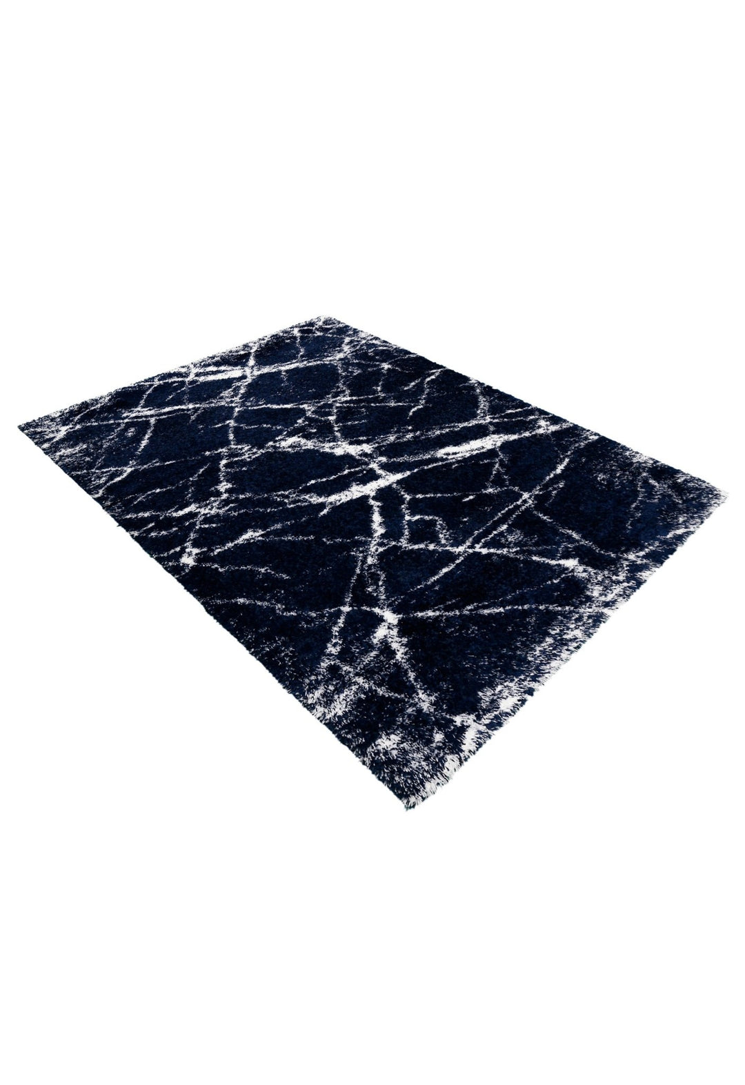Modern Abstract Navy And Ivory 5x7 Viscose Rug - The Rug Decor