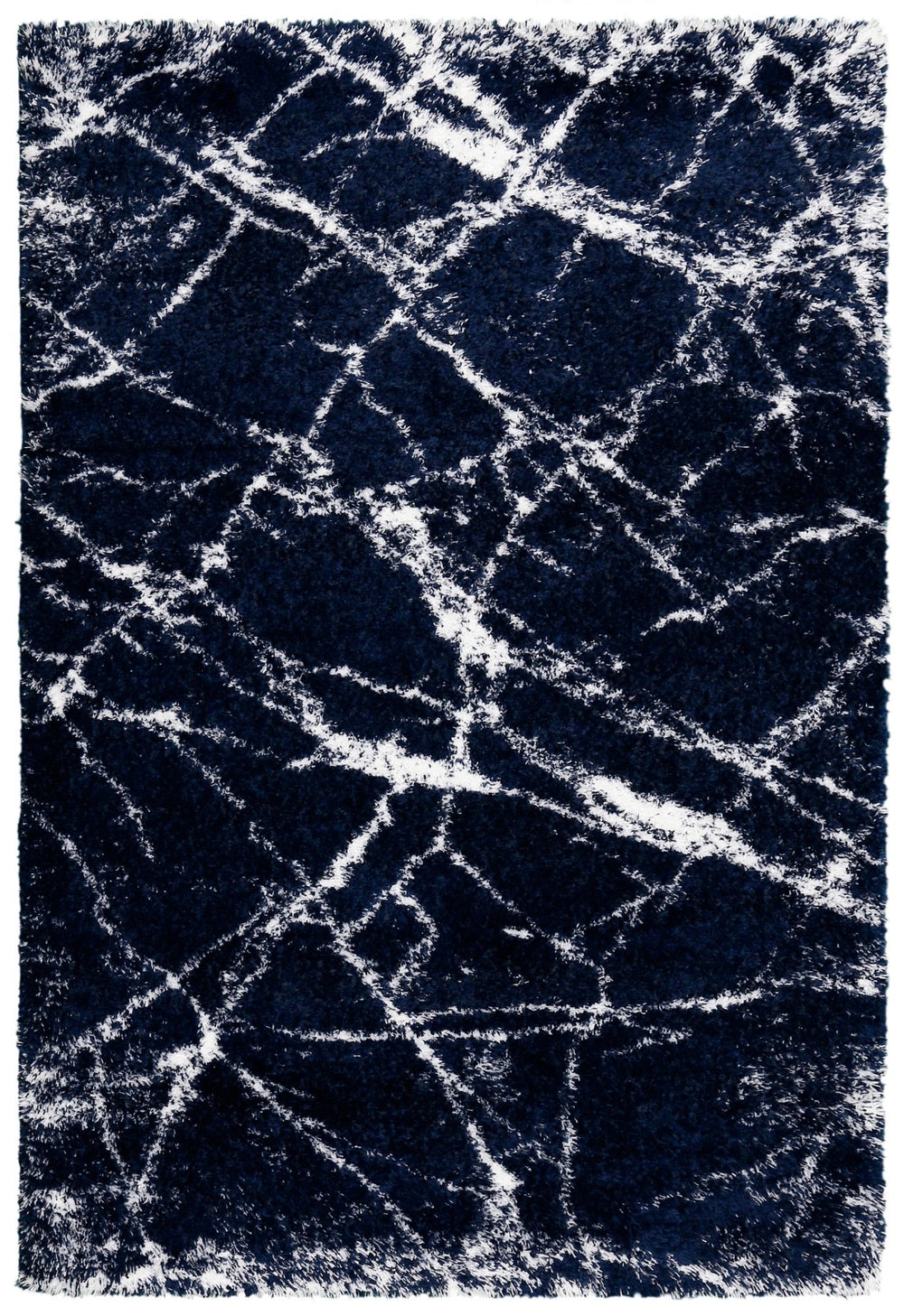 Modern Abstract Navy And Ivory 5x7 Viscose Rug - The Rug Decor