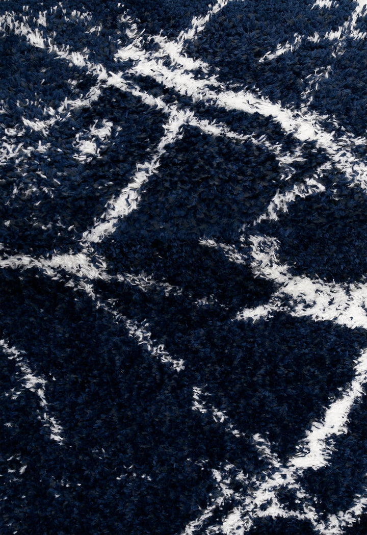 Modern Abstract Navy And Ivory 5x7 Viscose Rug - The Rug Decor