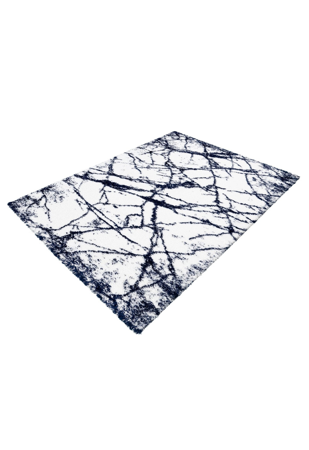 Modern Abstract Navy And Ivory 5x7 Viscose Rug - The Rug Decor
