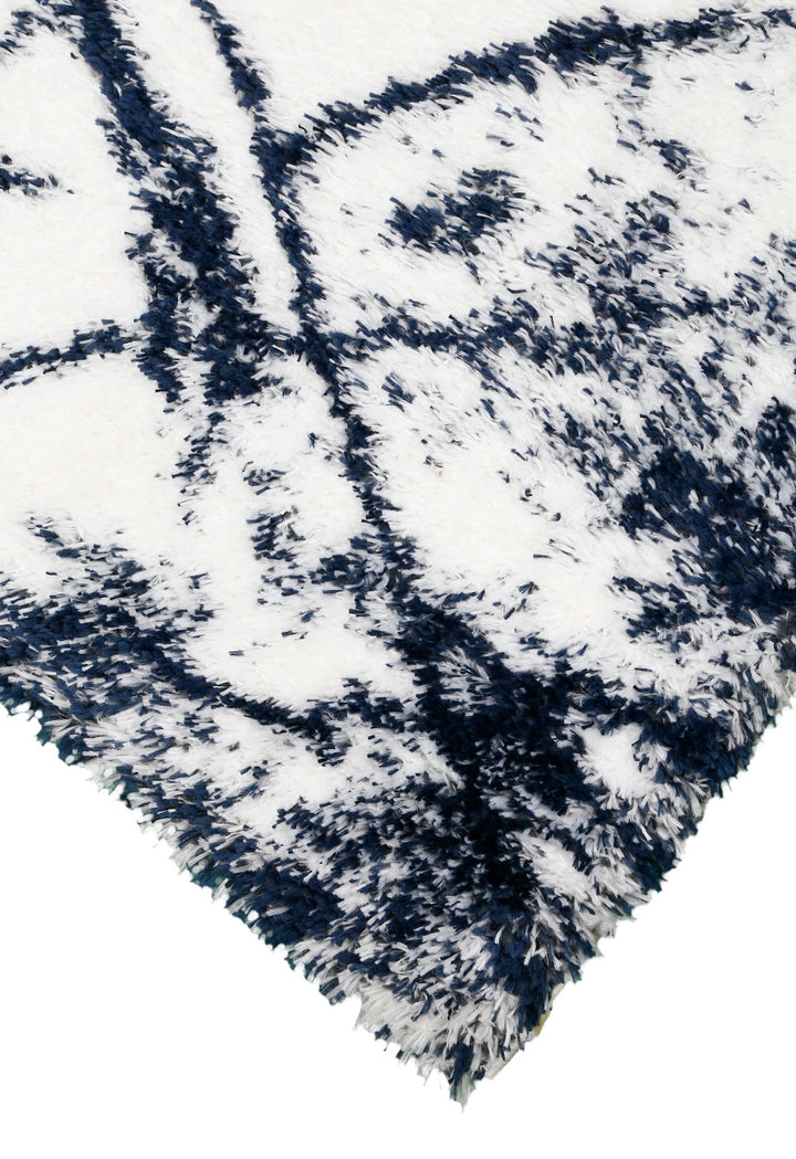 Modern Abstract Navy And Ivory 5x7 Viscose Rug - The Rug Decor