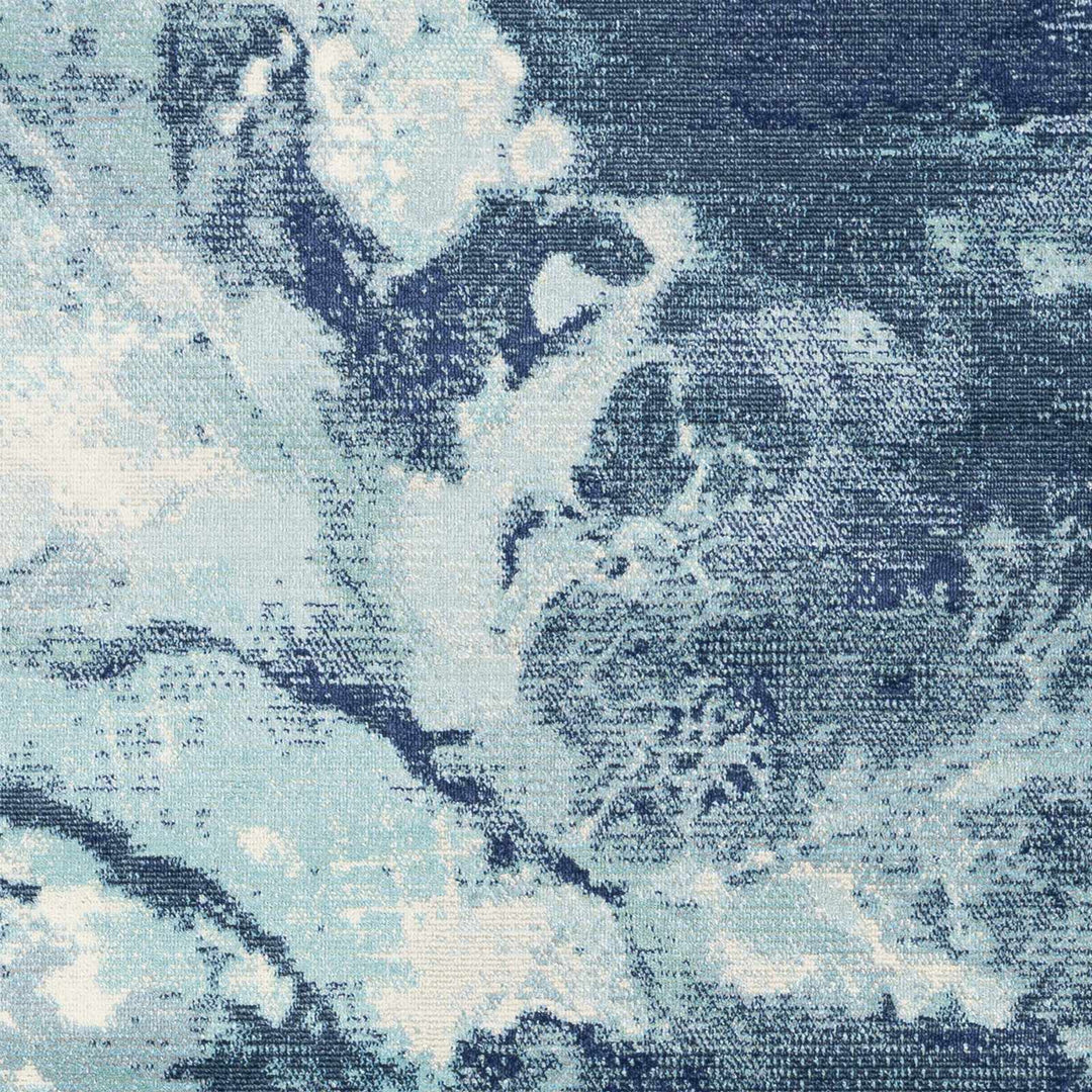 Modern Abstract Pattern Ivory And Blue Machine Woven Indoor/Outdoor Rug - The Rug Decor