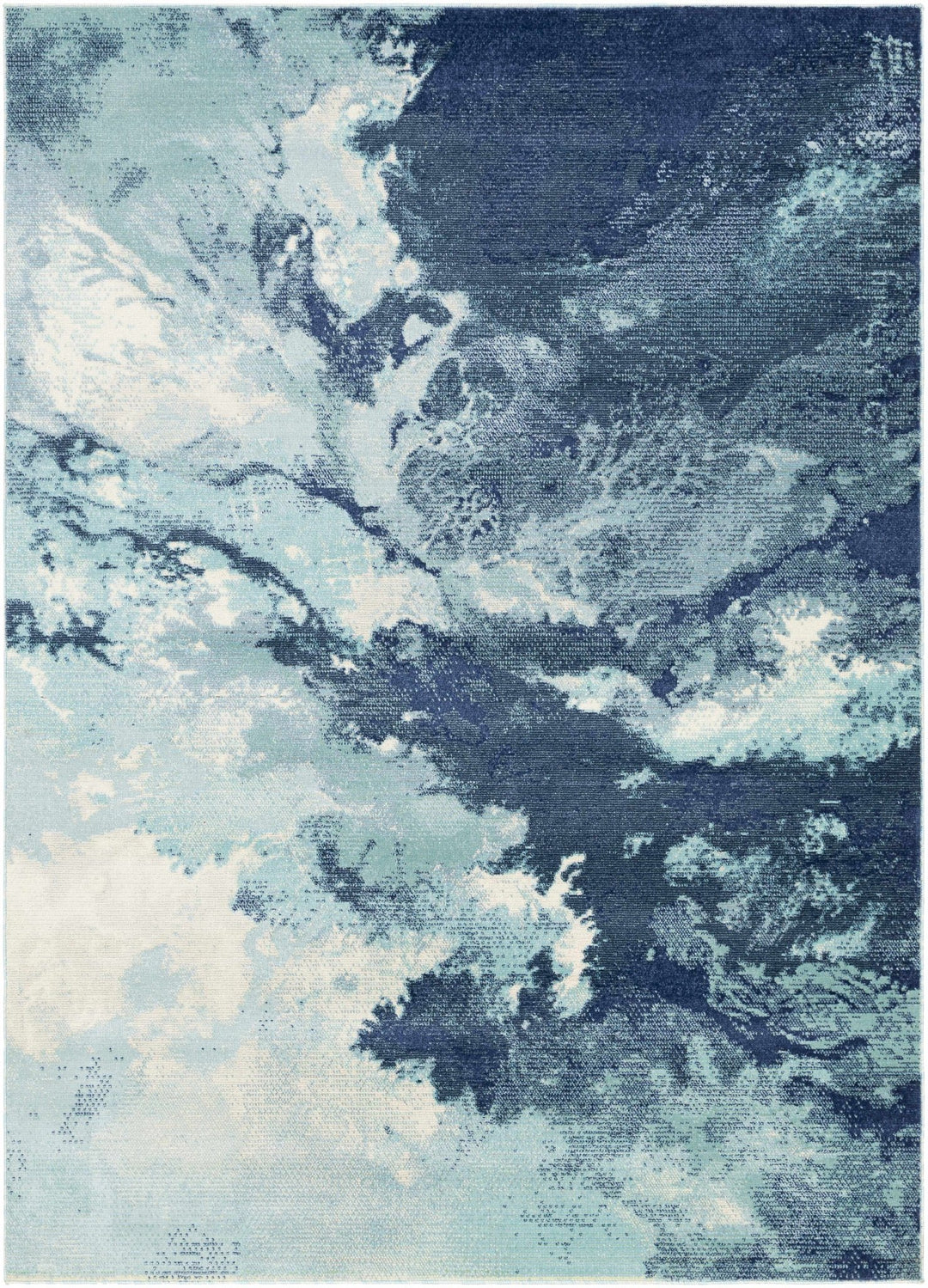 Modern Abstract Pattern Ivory And Blue Machine Woven Indoor/Outdoor Rug - The Rug Decor