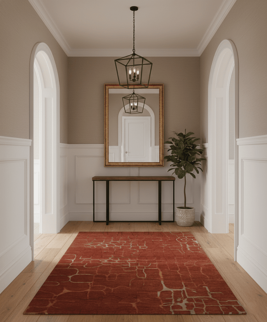Modern Abstract Rust 5x7 Handloom wool and Art Silk Area Rug – The Rug ...