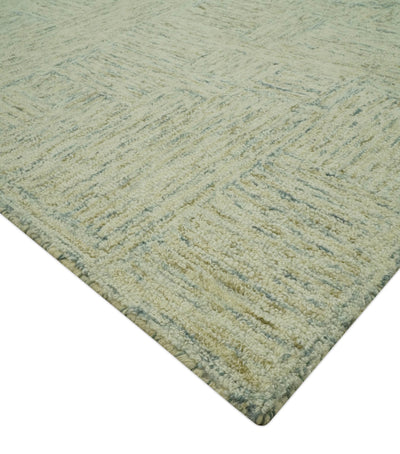 Modern Abstract Shades of Olive and Gray 5x7.6 Hand Tufted wool area rug - The Rug Decor