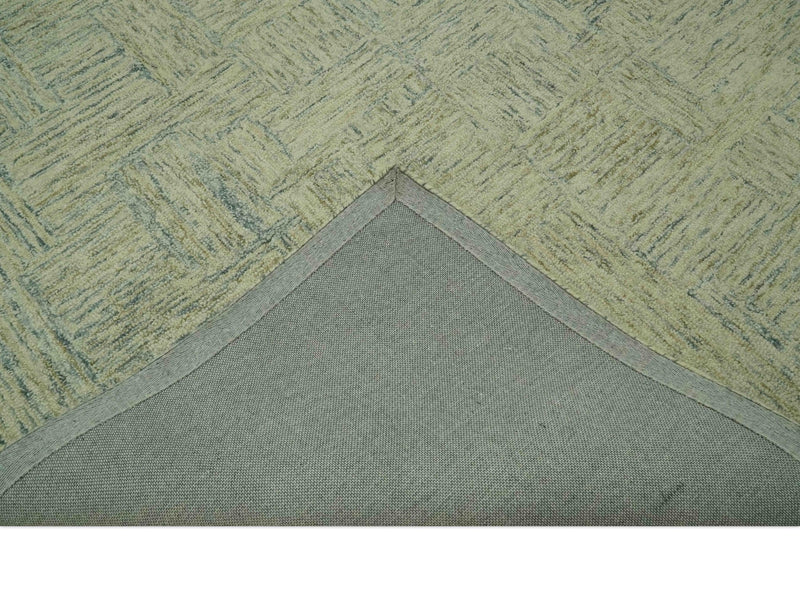 Modern Abstract Shades of Olive and Gray 5x7.6 Hand Tufted wool area rug - The Rug Decor