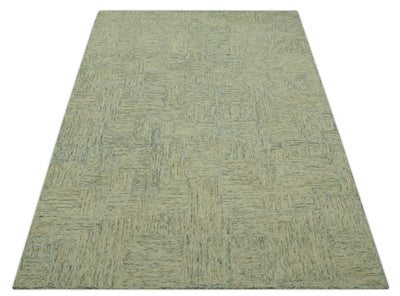 Modern Abstract Shades of Olive and Gray 5x7.6 Hand Tufted wool area rug - The Rug Decor