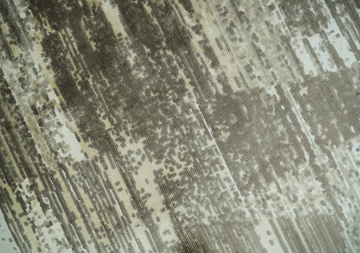 Modern Abstract Shades of olive and Silver 5x8 Viscose Area Rug - The Rug Decor