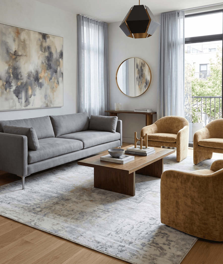 Modern Abstract Silver And Blue Hand Loom Viscose Area Rug - The Rug Decor