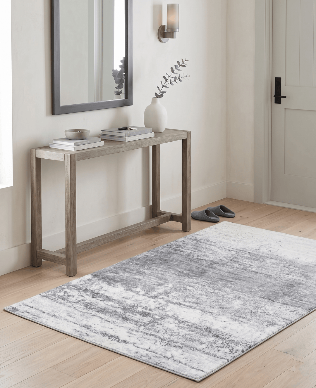 Modern Abstract Silver and Gray Hand Loom Viscose 5x7 Area Rug - The Rug Decor