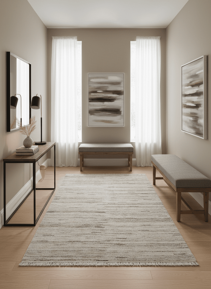 Modern Abstract Silver, Gray and Charcoal Dari 5x8 Pet yarn Area Rug - The Rug Decor