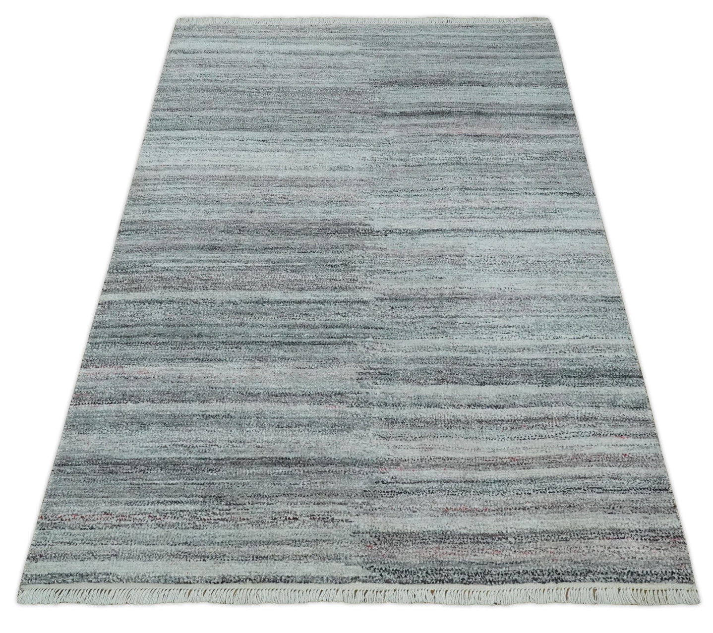 Modern Abstract Silver, Gray, Charcoal and Brown Dari 5x8 Pet yarn Area Rug - The Rug Decor