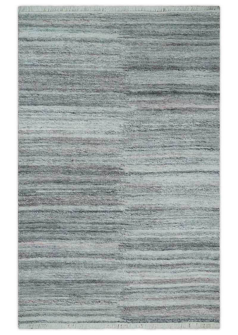 Modern Abstract Silver, Gray, Charcoal and Brown Dari 5x8 Pet yarn Area Rug - The Rug Decor