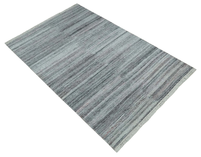 Modern Abstract Silver, Gray, Charcoal and Brown Dari 5x8 Pet yarn Area Rug - The Rug Decor