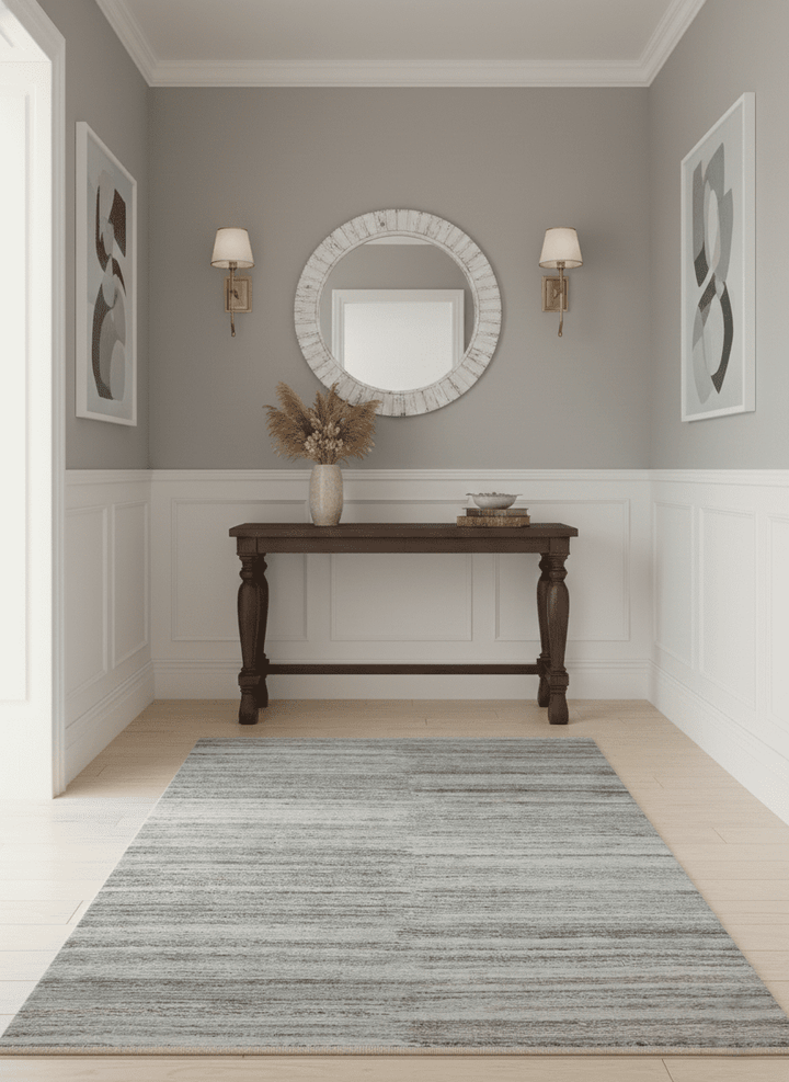 Modern Abstract Silver, Gray, Charcoal and Brown Dari 5x8 Pet yarn Area Rug - The Rug Decor