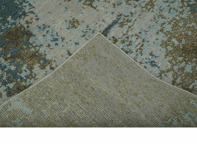 Modern Abstract Silver, Gray, Olive and Tan Hand Knotted 5x8 wool Area Rug - The Rug Decor