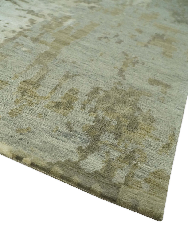 Modern Abstract Silver, Olive and Gray Hand loom 6x9 wool and Viscose Area Rug - The Rug Decor