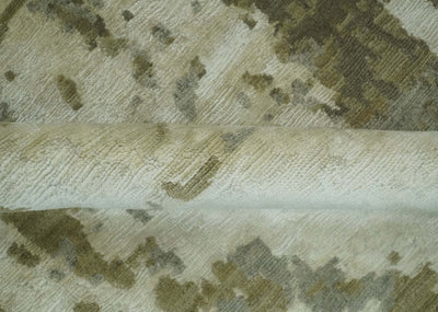 Modern Abstract Silver, Olive and Gray Hand loom 6x9 wool and Viscose Area Rug - The Rug Decor