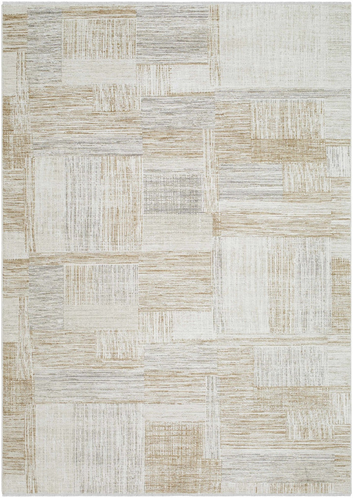 Modern Abstract Style Contemporary Silver and Beige Rug - The Rug Decor