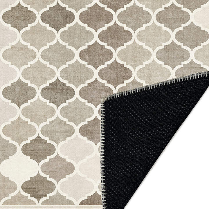 Modern Beige And Brown Machine Washable Cotton Area Rug - The Rug Decor