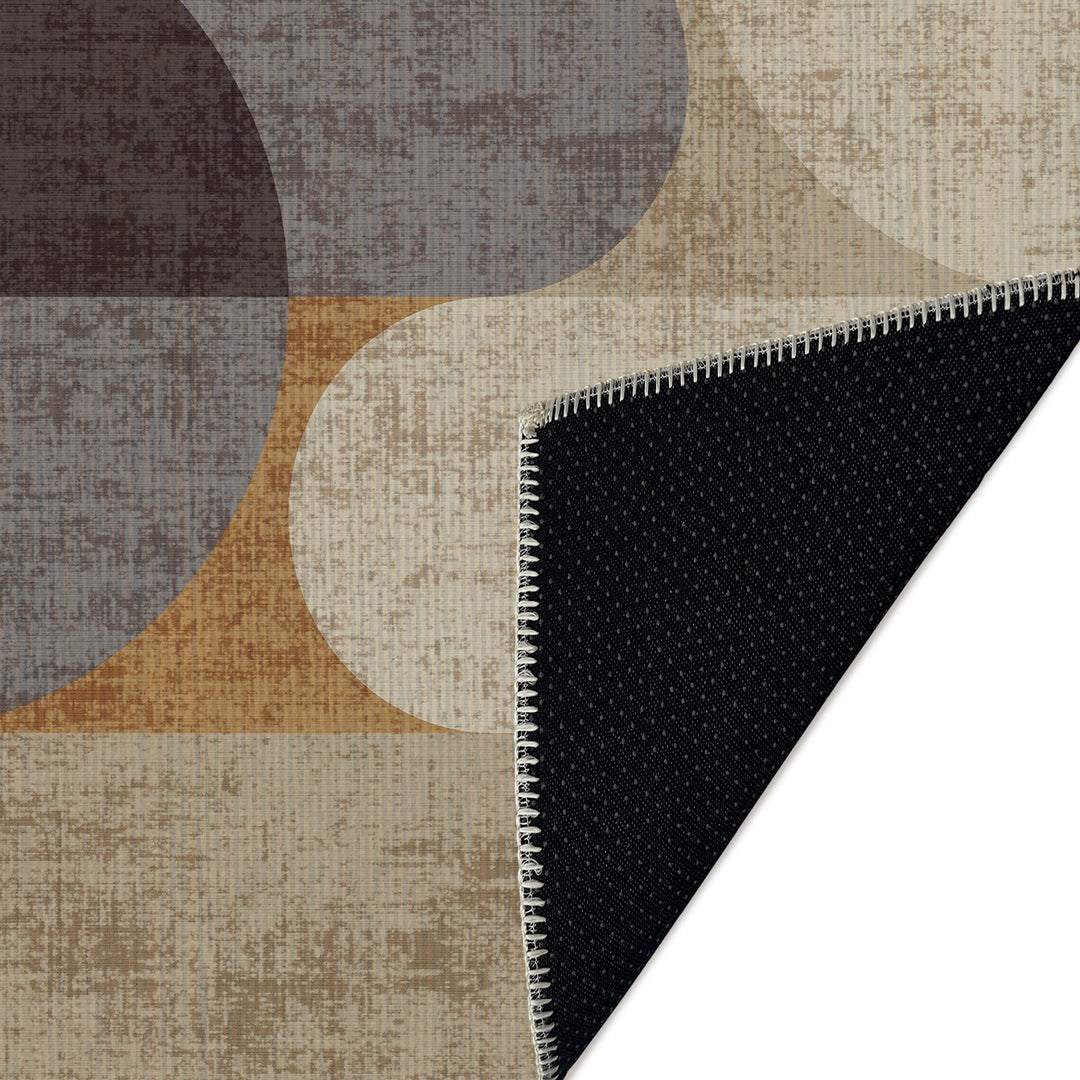 Modern Beige And Brown Machine Washable Cotton Rug - The Rug Decor