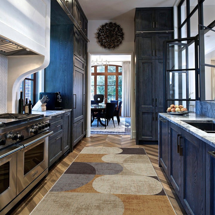 Modern Beige And Brown Machine Washable Cotton Rug - The Rug Decor