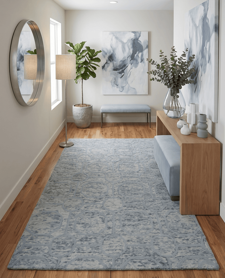 Modern Beige and Silver Hand Tufted Wool Area Rug - The Rug Decor