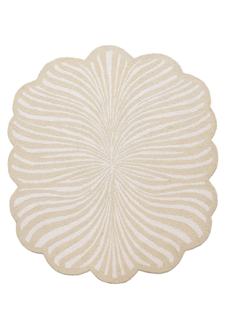 Modern Beige Blossom Hand Tufted 5x5 Wool Rug - The Rug Decor