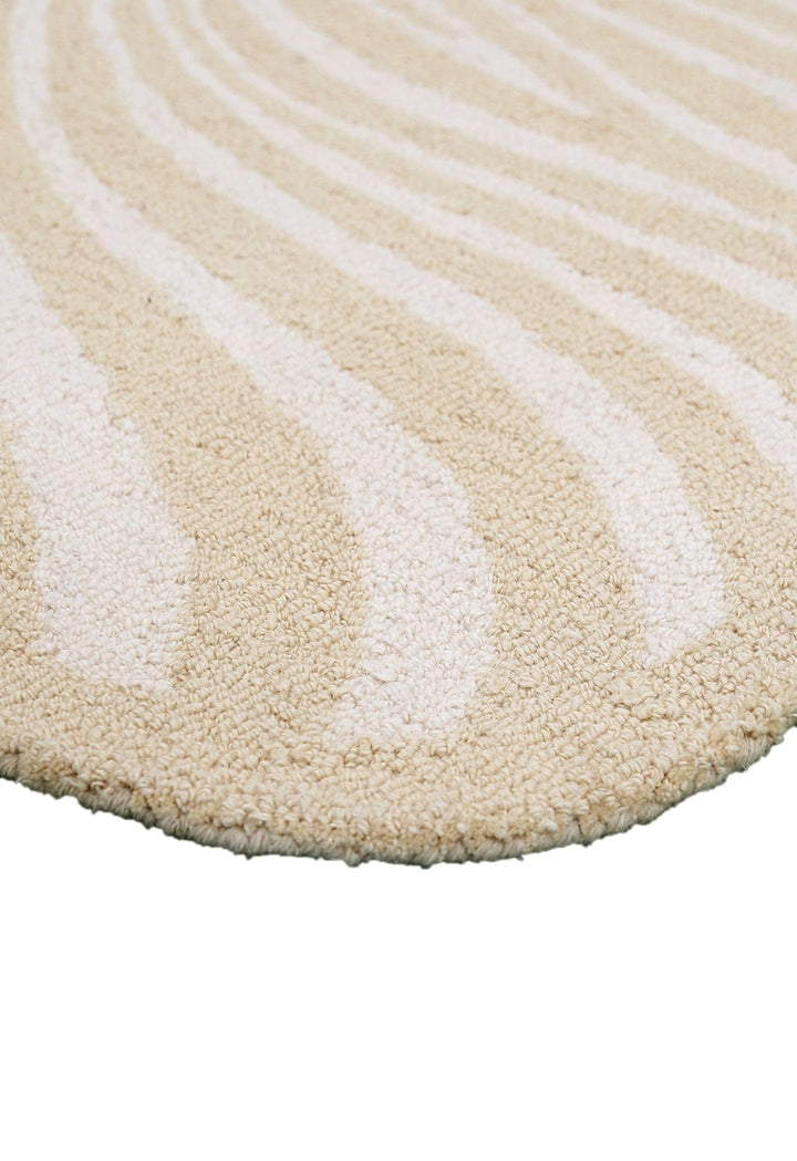Modern Beige Blossom Hand Tufted 5x5 Wool Rug - The Rug Decor