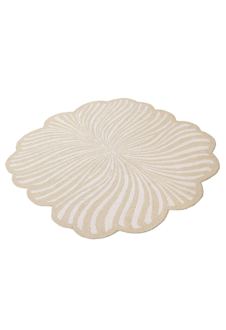 Modern Beige Blossom Hand Tufted 5x5 Wool Rug - The Rug Decor