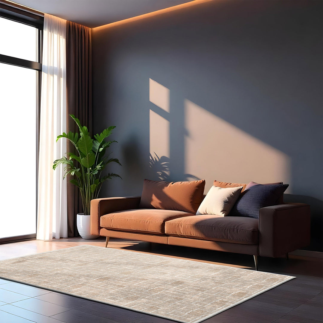 Modern Beige Cotton Machine Washable Area Rug - The Rug Decor