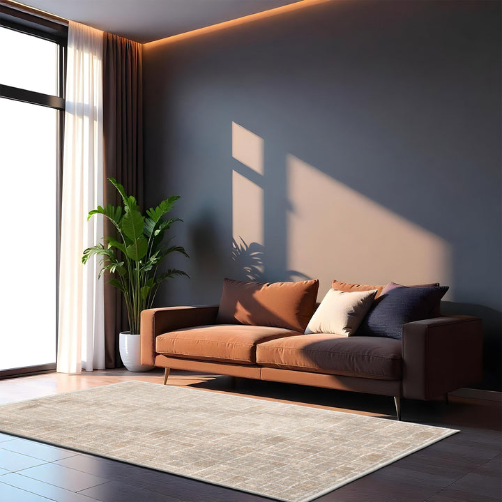 Modern Beige Cotton Machine Washable Area Rug - The Rug Decor