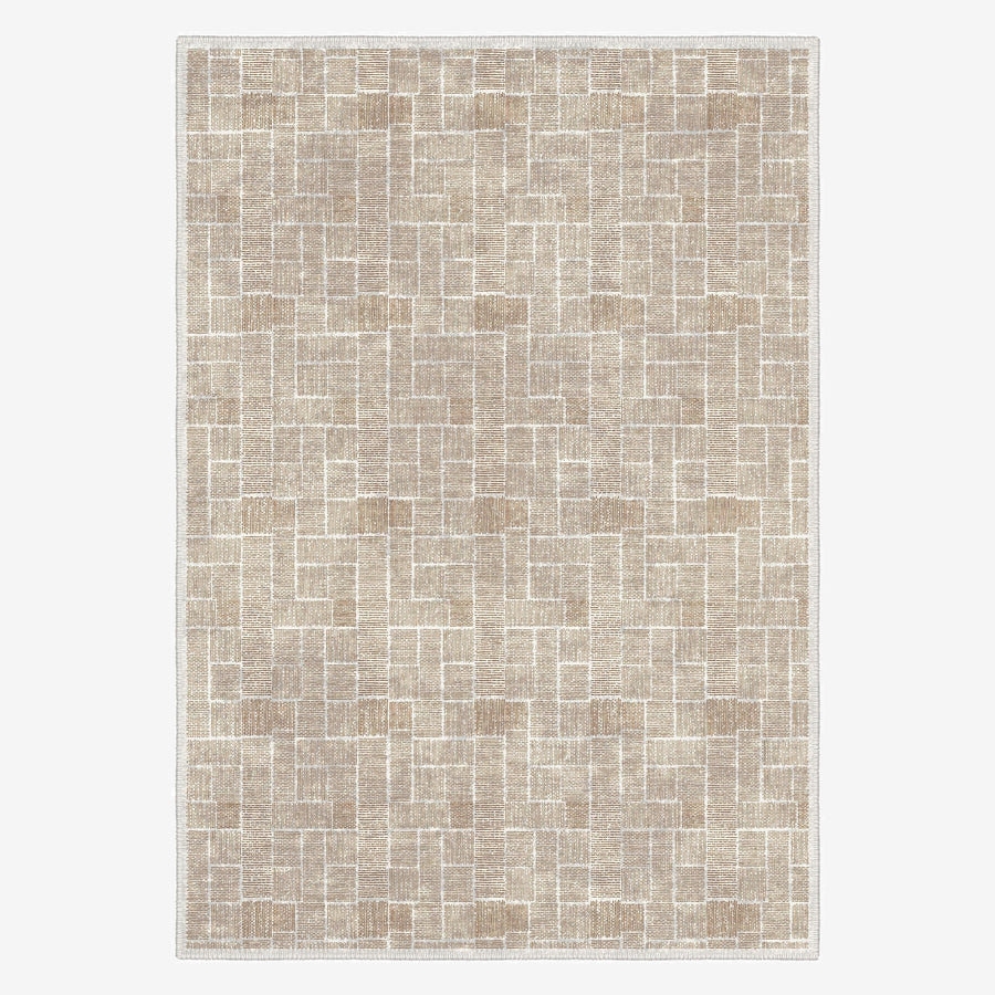 Modern Beige Cotton Machine Washable Area Rug - The Rug Decor