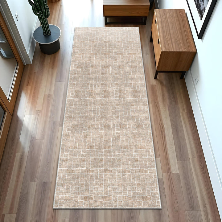 Modern Beige Cotton Machine Washable Area Rug - The Rug Decor