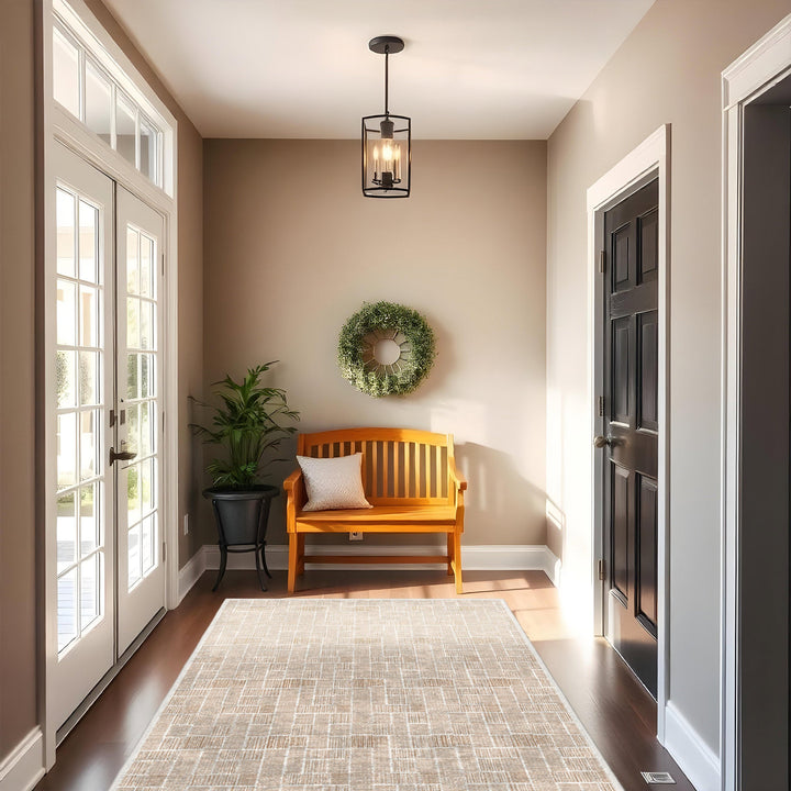 Modern Beige Cotton Machine Washable Area Rug - The Rug Decor