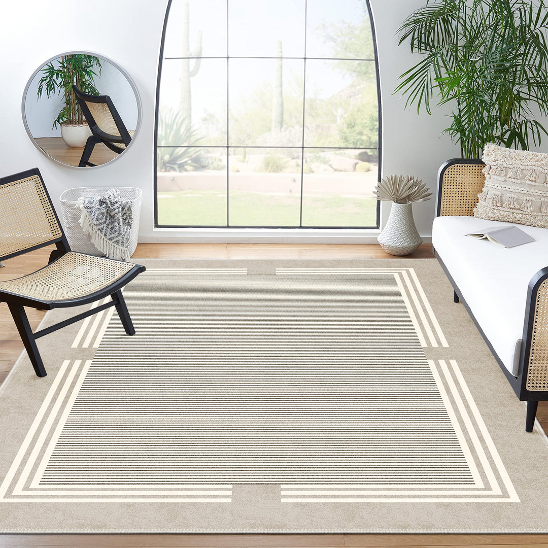 Modern Beige Machine Washable cotton Area Rug - The Rug Decor
