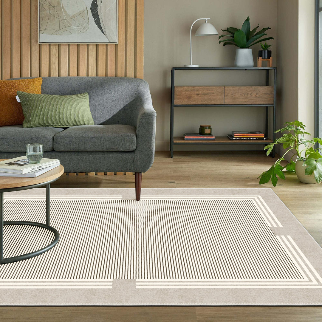 Modern Beige Machine Washable cotton Area Rug - The Rug Decor