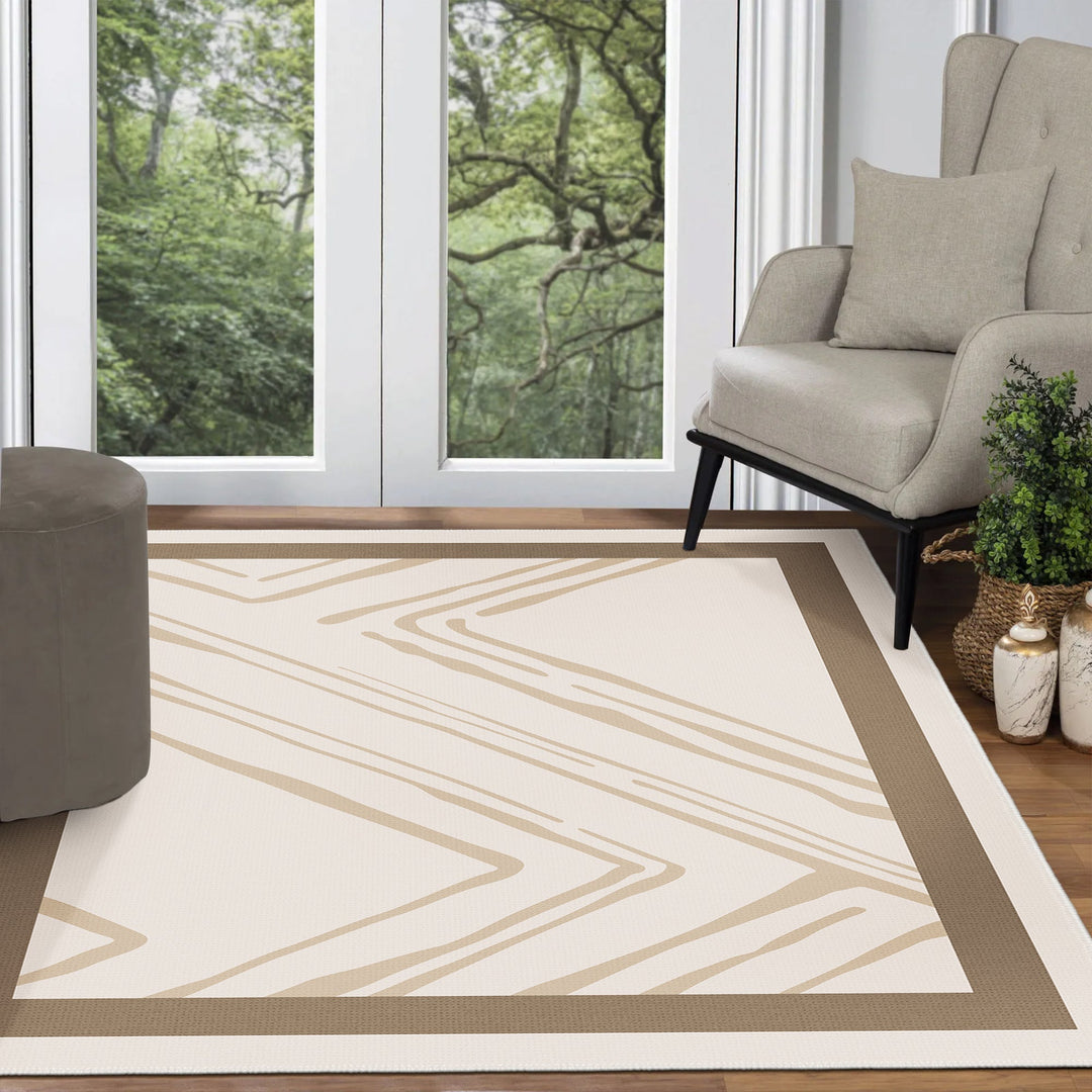 Modern Beige Machine Washable Cotton Area Rug - The Rug Decor