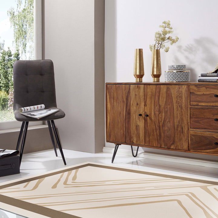 Modern Beige Machine Washable Cotton Area Rug - The Rug Decor