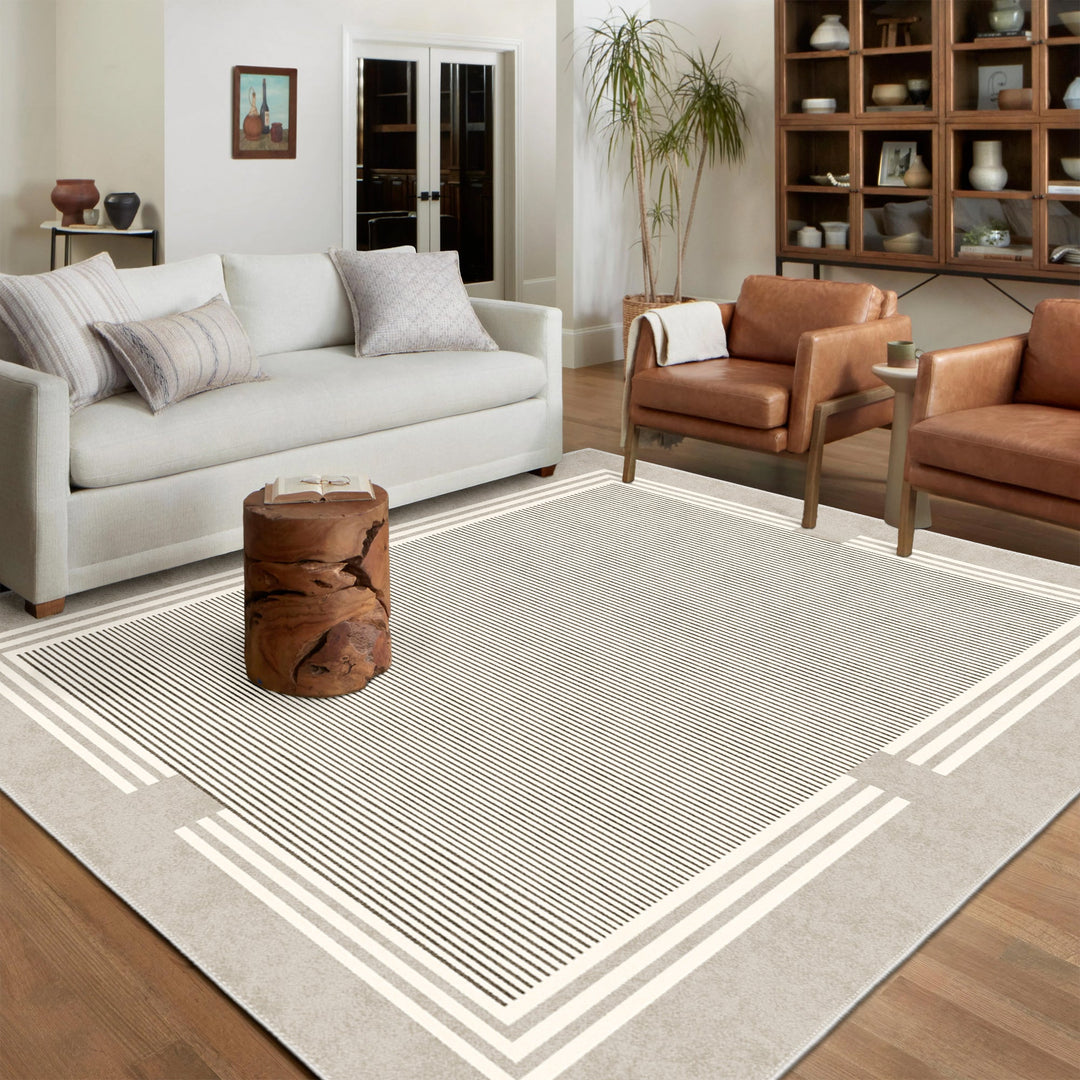 Modern Beige Machine Washable cotton Area Rug - The Rug Decor